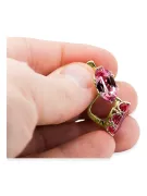 Or jaune 8 carats 333 Ruby des boucles d'oreilles vec021x-rb Russe Soviétique URSS Style vintage Art Deco style